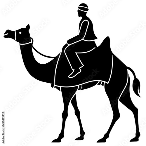 camels in the desert vector illustration