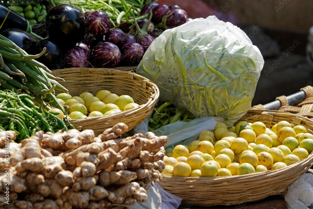 fresh vegetables on a local market in mumbai, india