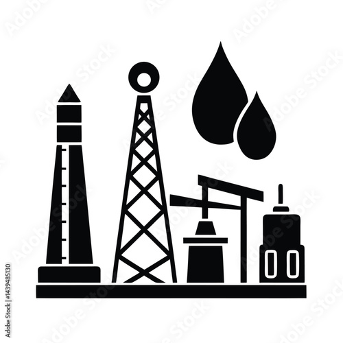 Oil And Petroleum Icon Set In Clean Vector Style
