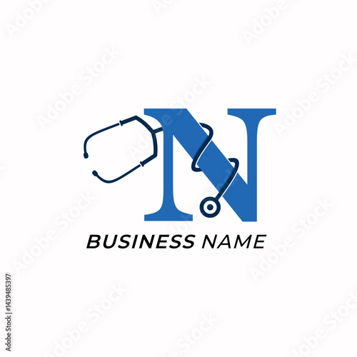 design logo creative letter P and stethoscope