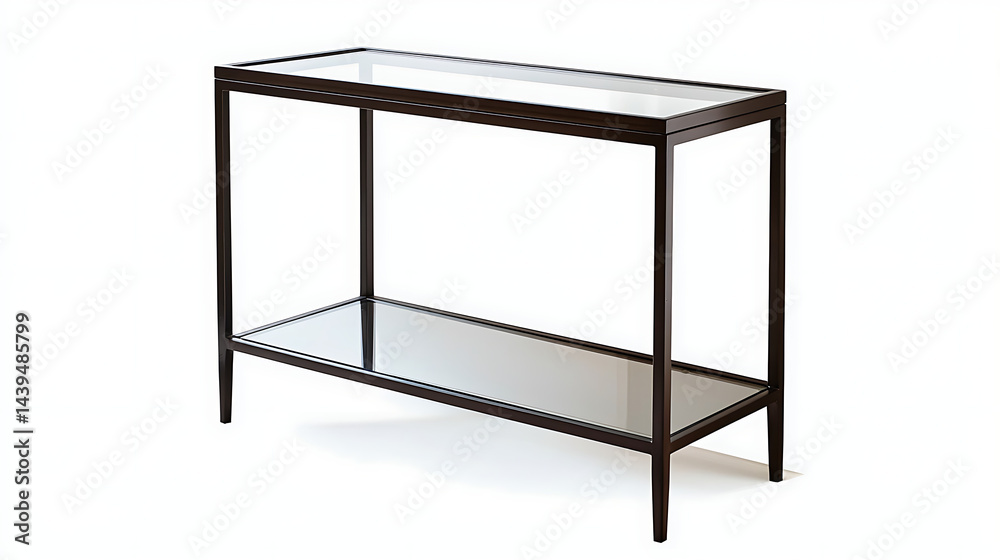 A black and clear glass table with a shelf A black and clear glass table with a shelf