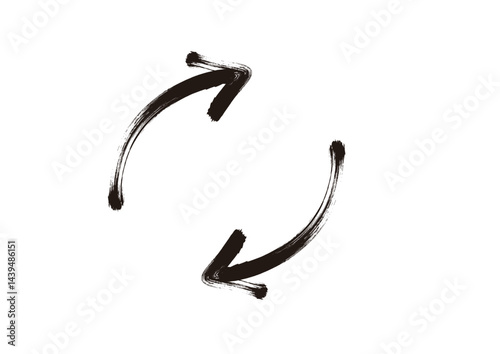 ブラシで描いたような手書き風矢印　輪の矢印