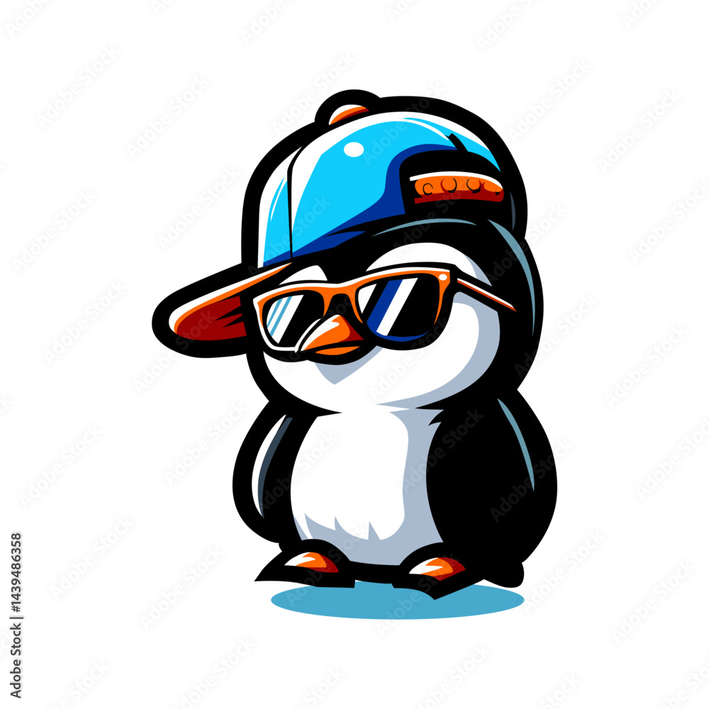 Obraz premium Cool Penguin with Cap and Sunglasses