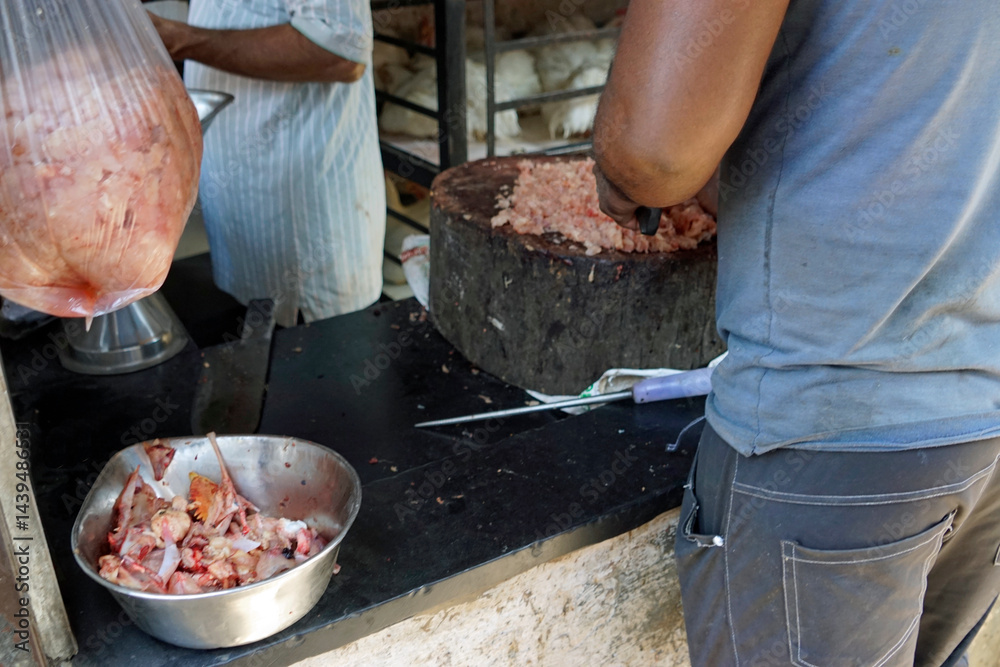 butcher on a local market in mumbai