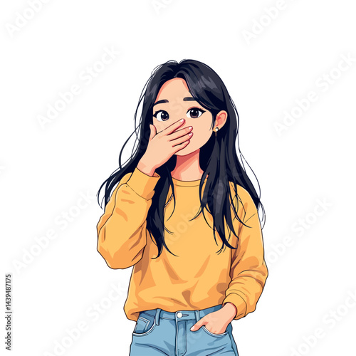 Vsai shocked young woman covering her mouth with hand