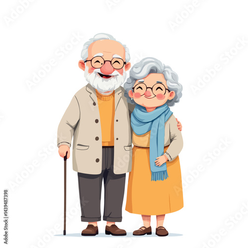 Vsai happy elderly couple smiling and embracing each other