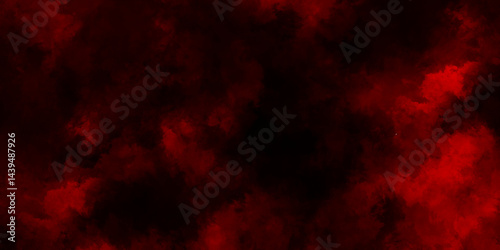 Red powder explosion cloud on black background, red grunge freeze motion of red powder splash, smoke on black  Watercolor, black red abstract background with copy space for design. 