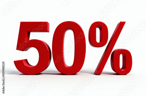 Inscription 50%, discounts, business, red numbers on transparent background	