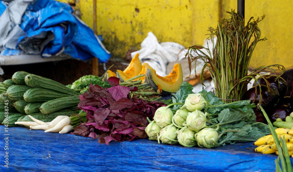 fresh vegetables on a local market in mumbai, india