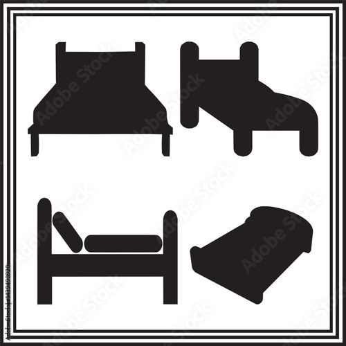 Four Different Bed Styles Silhouettes