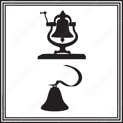 Black and white silhouette of two vintage bells