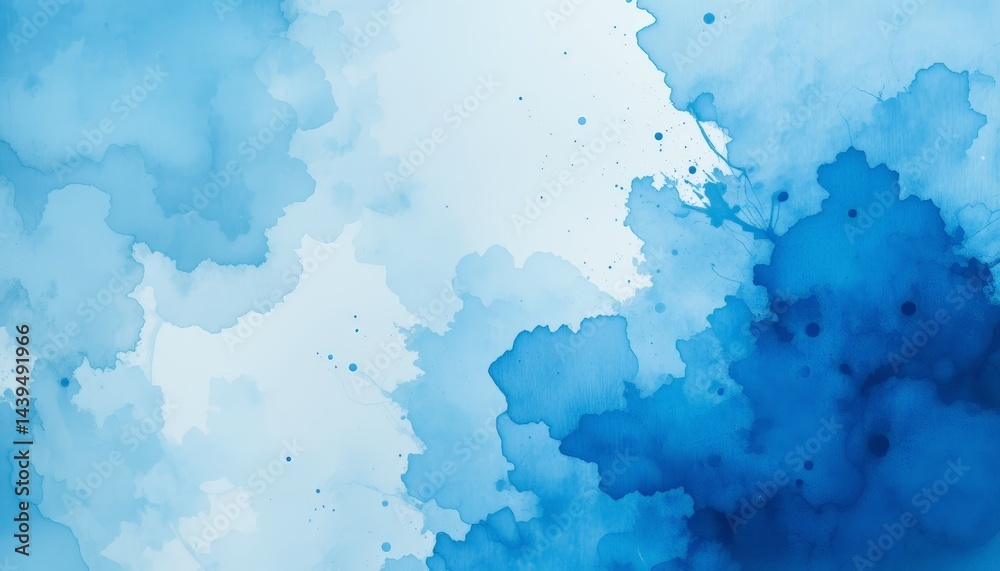 Obraz premium A soft, blended watercolor background in various shades of blue, creating a tranquil and serene atmosphere. Ideal for artistic projects, websites, or calming visuals