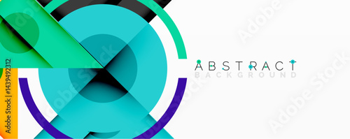 Modern abstract design. Overlapping circles, squares create dynamic composition. Vibrant colors, clean lines define visual appeal.