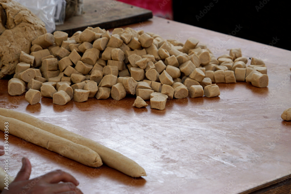 fresh made bread snacks on a market