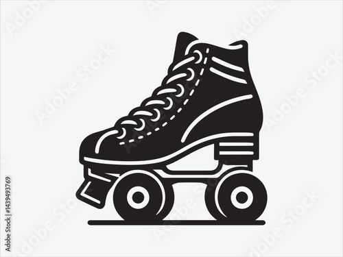 Roller Skates Silhouette / icon with Classic Four-Wheel Design for Sports, Fitness, and Retro-Art and Illustrations