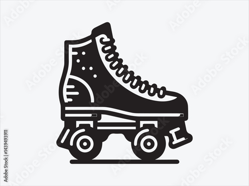 Roller Skates Silhouette / icon with Classic Four-Wheel Design for Sports, Fitness, and Retro-Art and Illustrations