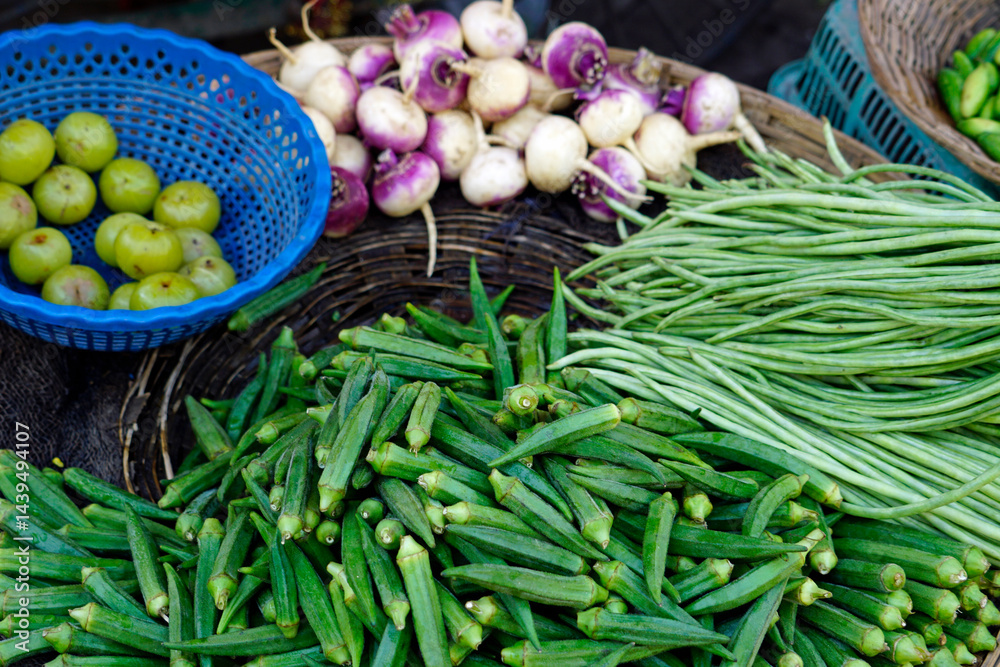 fresh vegetables on a local market in mumbai, india