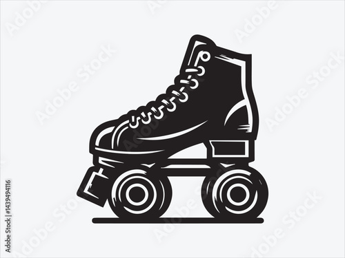 Roller Skates Silhouette / icon with Classic Four-Wheel Design for Sports, Fitness, and Retro-Art and Illustrations