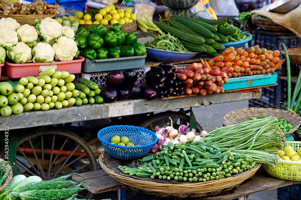 fresh vegetables on a local market in mumbai, india