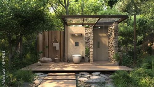 Serene Outdoor Bathroom Design: A Tranquil Escape in Nature