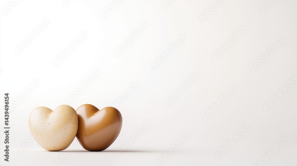 Obraz premium Two hearts, light and dark tones, simple and elegant