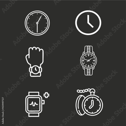 Canvastavla Clock and Watch icons flat vector design