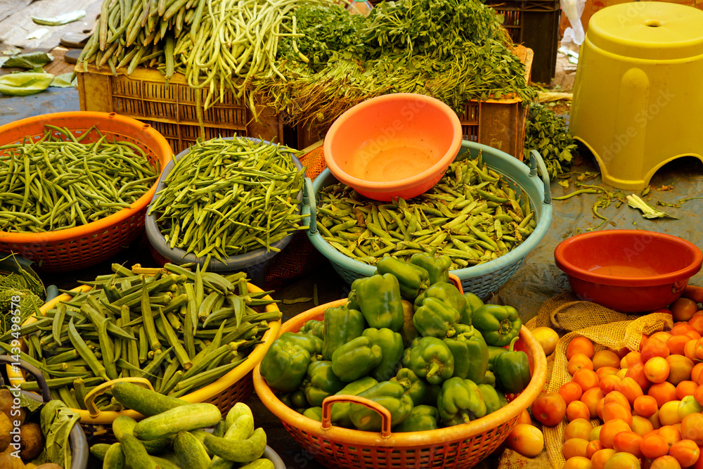 fresh vegetables on a local market in mumbai, india