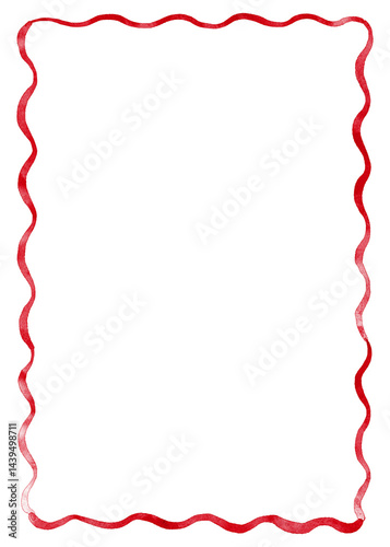 Watercolor frame with red wavy lines.