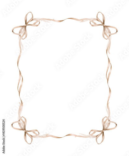 Frame of vintage brown ribbons and bows.
