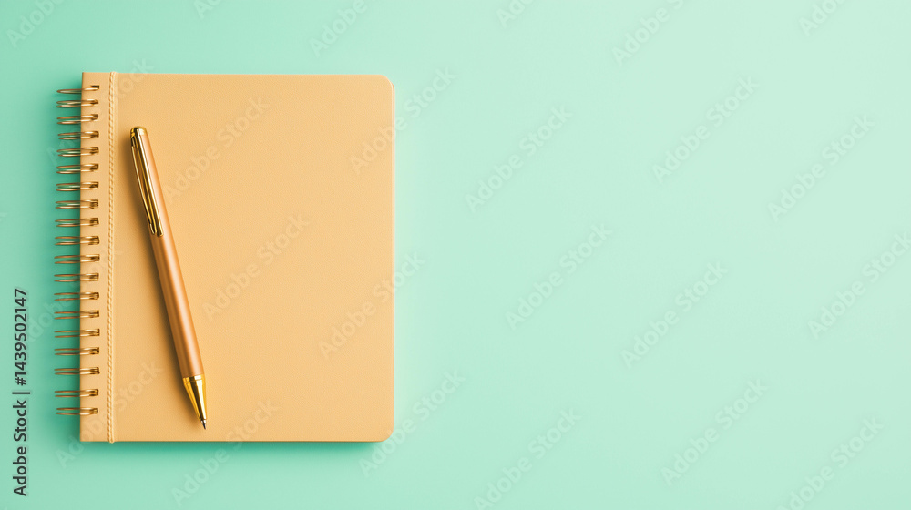 A classic leather-bound notebook with a pen on top.