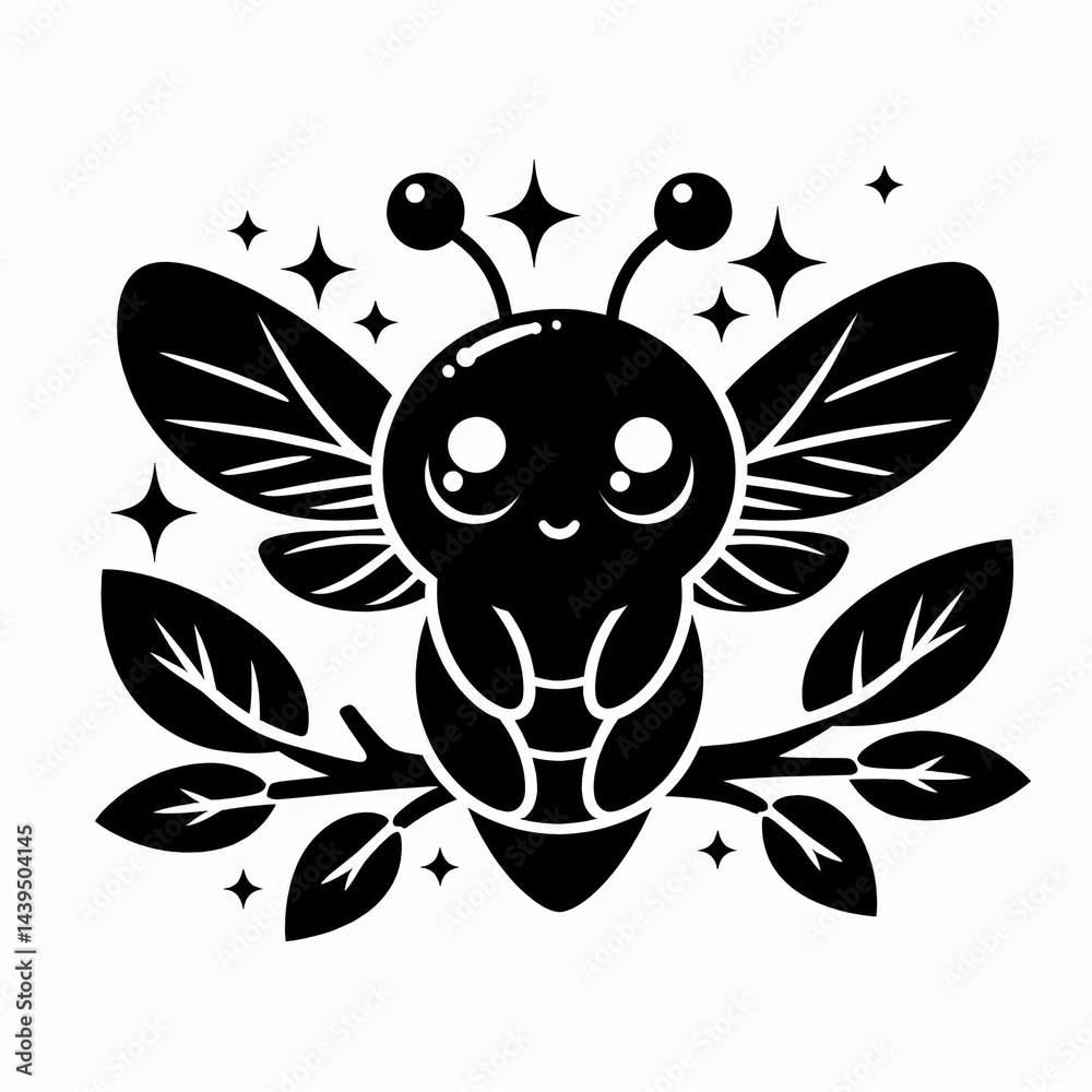 Fototapeta premium Glowing Firefly silhouette Illustration