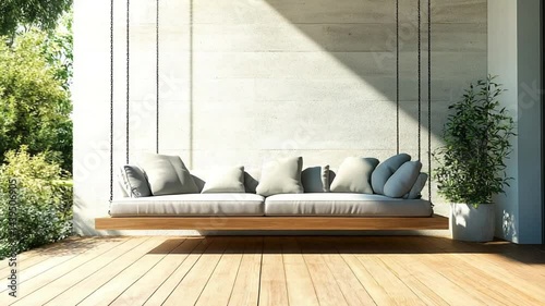 Serene Outdoor Hanging Swing Bed Relaxation