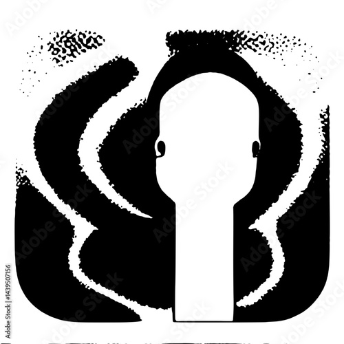 Black and White Silhouette or Line Art Illustration of Man or Woman Handing Mobile Phone - Communication Concept