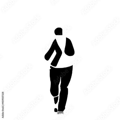 Black and White Silhouette or Line Art Illustration of Man or Woman Handing Mobile Phone - Communication Concept