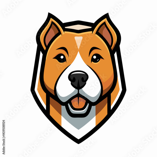 Pitbull Dog Head Illustration. Vector Graphic Design
