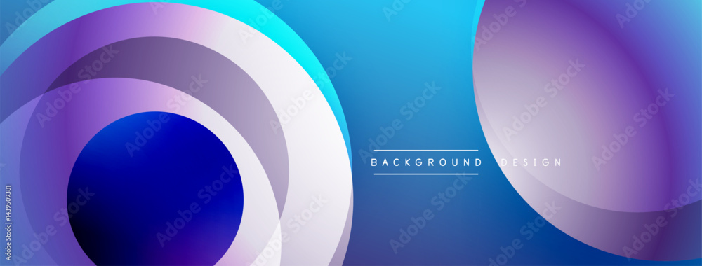 Obraz premium Abstract circles overlap, creating gradient blue, purple hues. Modern design element for backgrounds, banners, presentations. Smooth transitions visible.