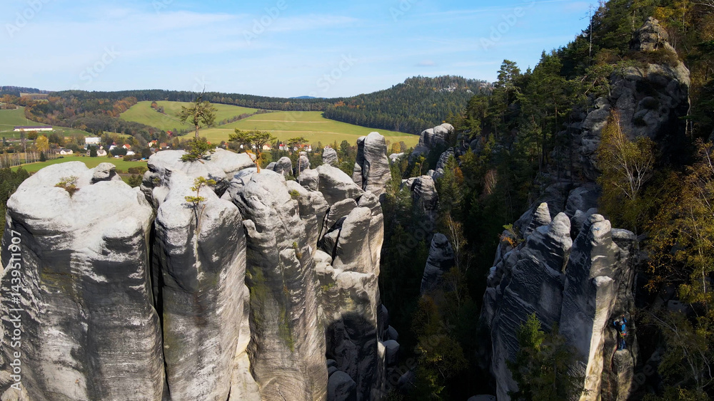 Adrspach rocks view from above Drone landscape Adrspach Czech Republic