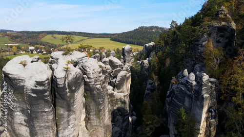 Obraz na płótnie Adrspach rocks view from above Drone landscape Adrspach Czech Republic w salonie