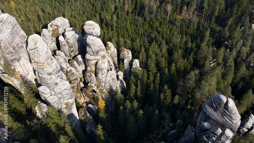 Obraz na płótnie Adrspach rocks view from above Drone landscape Adrspach Czech Republic w salonie