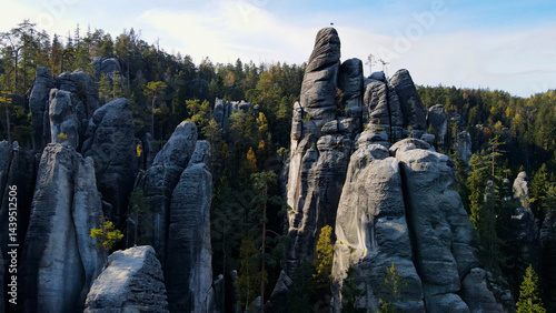 Obraz na płótnie Adrspach rocks view from above Drone landscape Adrspach Czech Republic w salonie