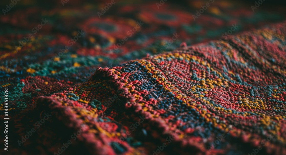 Obraz premium A colorful rug with a pattern of squares and circles