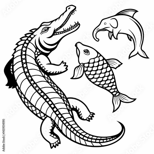 Makara Mythical Creature Vector Illustration