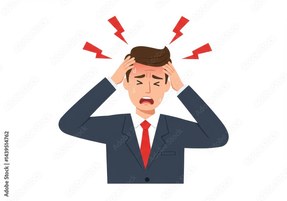 Stressed man holding head isolate on white background Stressed man holding head isolate on white background