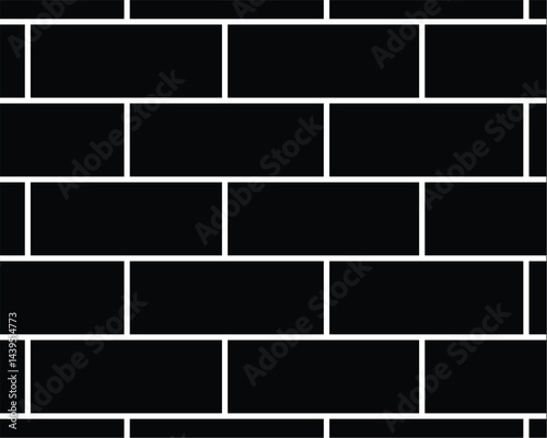 Pattern of black and white bricks arranged in a traditional horizontal layout