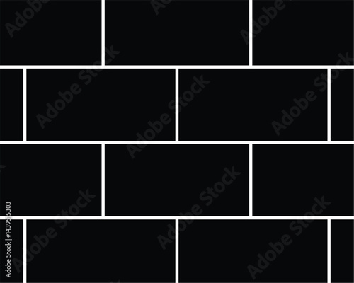 Pattern of black and white bricks arranged in a traditional horizontal layout