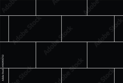 Pattern of black and white bricks arranged in a traditional horizontal layout