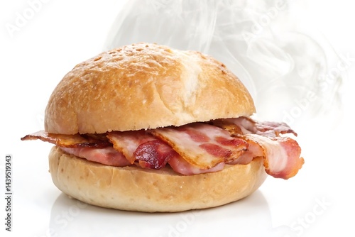 Delicious Bacon Roll Shot on White Isolated with Cut Out Background.