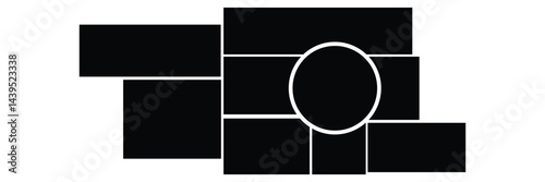 Photo collage grid. Vector. Mood board template. Set of blank moodboard. Pictures on white background. Mosaic frame banner. Photography album layout. Horizontal design of mockup. Simple illustration.