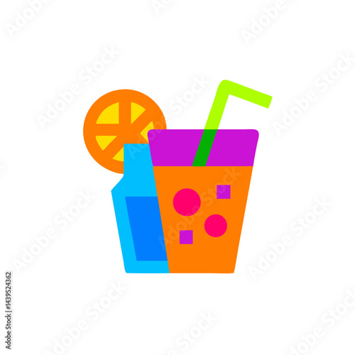 Colorful drinks with citrus slice illustration  
