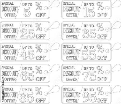 Special discount offer tag line art icon set.Price discount promotion banner, special offer sticker.Special discount Offer, Big Sale, Mega Sale and Online Shopping Banner Template Vector Design.